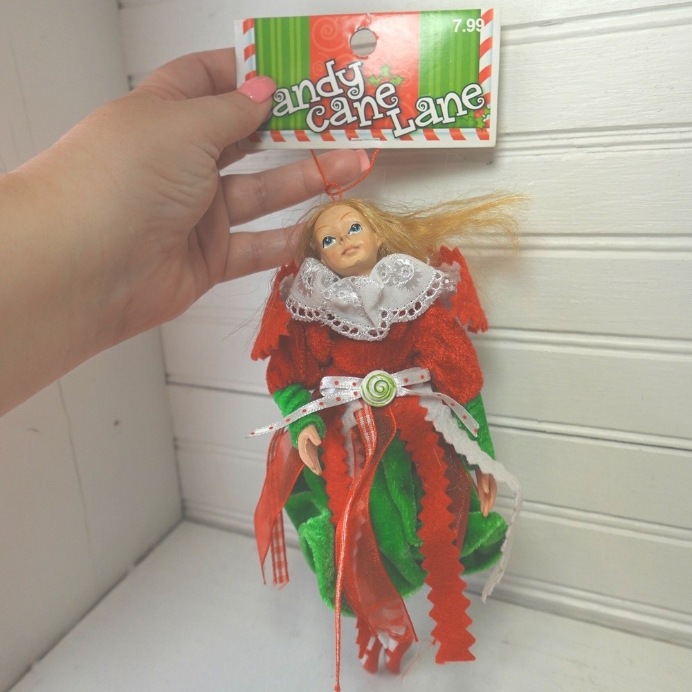 Vintage Porcelain Christmas Dolls Set of Two W/ extra dresses Garden Ridge